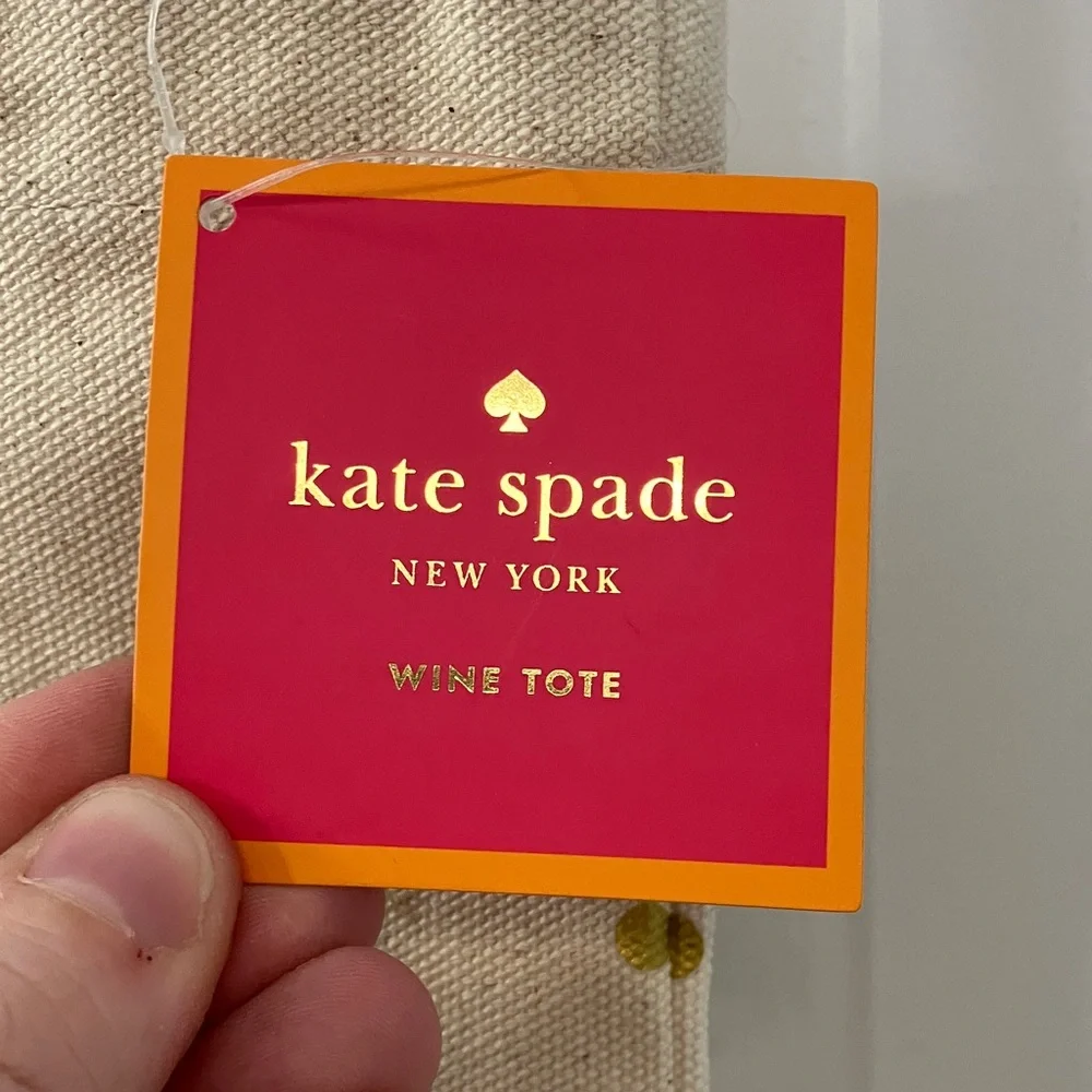 Kate Spade Gold Dot wine tote cream and Gold Canvas NWT handle bag gift bag